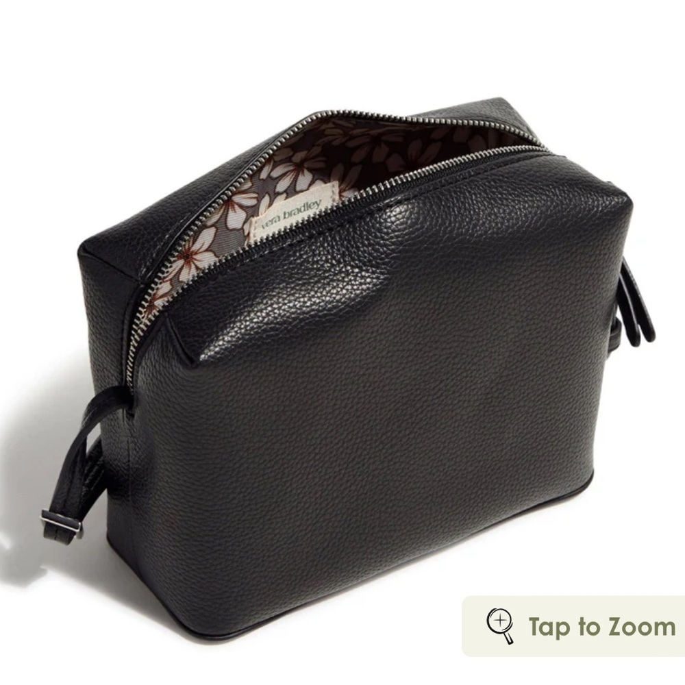 Vera Bradley Black Faux Leather Camera Crossbody Bag